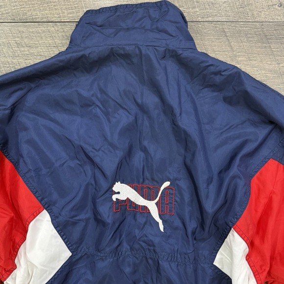 VTG 90s PUMA Multicolor USA Color Block Lightweight Windbreaker Jacket Mens Sz M - Picture 8 of 9